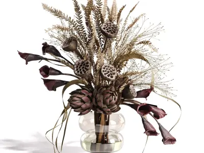  Lotus and Artichoke Dried Set47 3D model