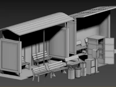 Ultra HD Road Prop Pack  PBR Textured Low-poly 3D model