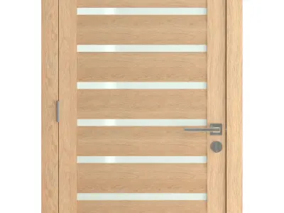 Door-083 wooden door with glass panels 3D model