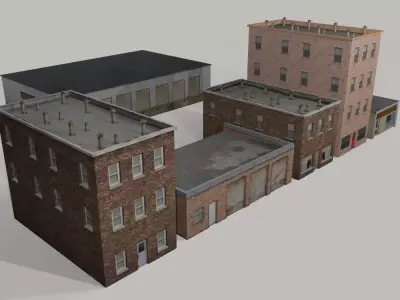 Old Buildings Low-poly 3D model