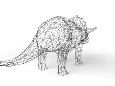 Triceratops Wireframe Low-poly 3D model