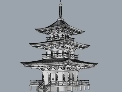Japanese Cthulhu Temple 3D model