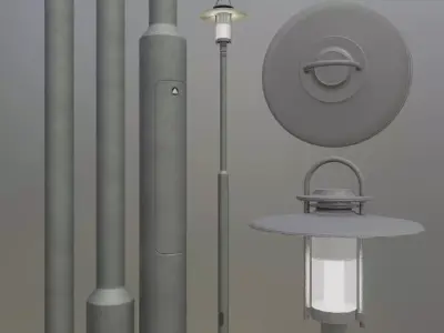 Street Light 6 F1 M1 K0 A1 3000mm Low-poly 3D model