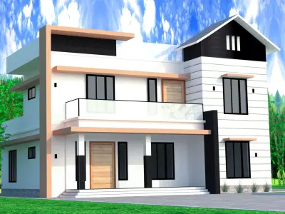 Modern-House house with two stories and balcony 3D model