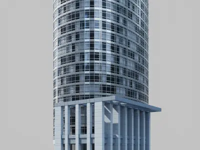Hihgrise residential building Low-poly 3D model