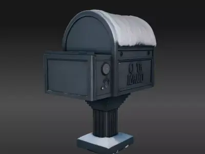 Snowy Mailbox 3D Model Winter Street Christmas  Low-poly 3D model