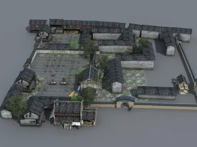 Old Courtyard Low-poly 3D model