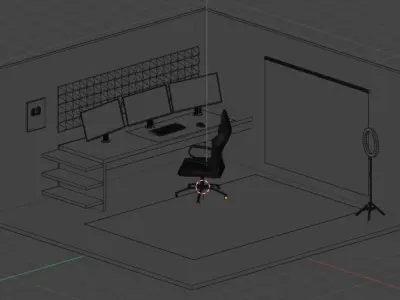 Low poly gamer room Low-poly 3D model
