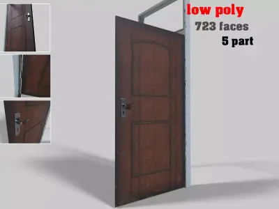 door low poly metal frame Low-poly 3D model