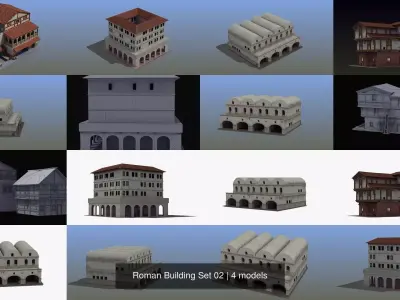 Roman Building Set 02 3D Model Pack