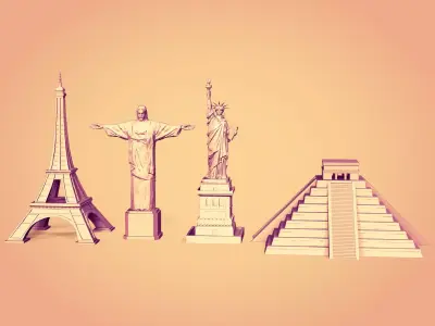 LowPoly Models Travel Tourism Monuments Landmarks Holiday Low-poly 3D model