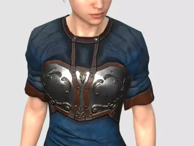 Steampunk rigged character woman Low-poly 3D model