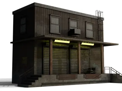 Warehouse Building Low Poly Low-poly 3D model