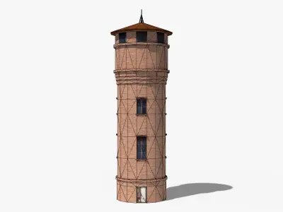 Brick Water Tower Low-poly 3D model