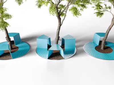 Urban Tree Bench 01 3D model