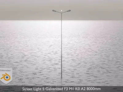Street Light 5 Galvanized F3 M1 K0 A2 8000mm Low-poly 3D model