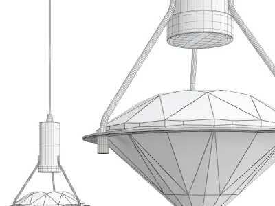 GLASGOW gold chandelier with diamond in middle Low-poly 3D model