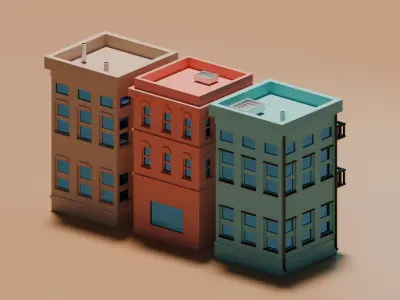 Three Low Poly House Collection Low-poly 3D model