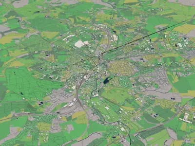 Chemnitz Germany 30x30km 3D City Map 3D model