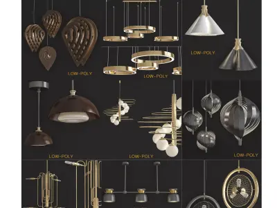 Chandelier 3d model collection 10 Pieces Low-poly 3D model
