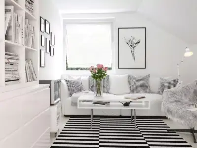 Cozy White Living Room Scene 3D model