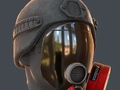 Gas mask helmet 3d model scifi Low-poly  Low-poly 3D model