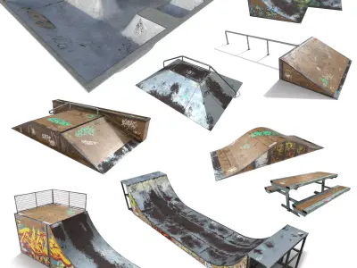 Skate Park Model PACK PBR Textures Low-poly 3D model