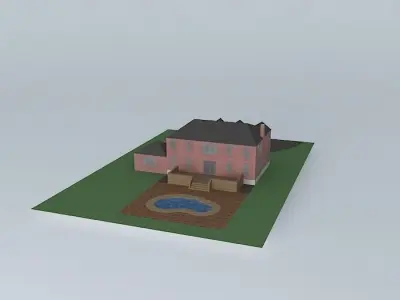 Light Red Brick Mansion Free 3D model