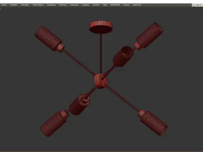 Sputnik Chandelier six cylinders Low-poly 3D model