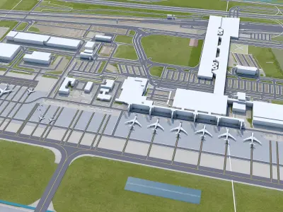 Leipzig  Halle Airport 15km Low-poly 3D model