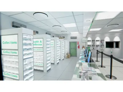 Pharmacy Or Drug Store 3D Assets Interior Storefront 3D model