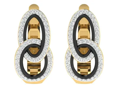Yellow gold diamond earring-EZ BI-85 3D print model