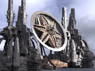 Sci Fi Wraith Satellite City Towers 3D model