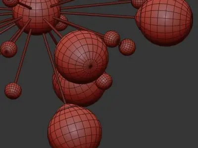 COPERNICUS modern chandelier with balls hanging from ceiling 3D model