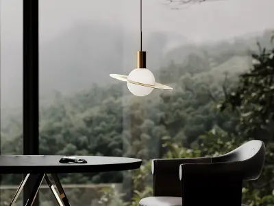 Gold Planetoid Hanging Light Kit 3D model