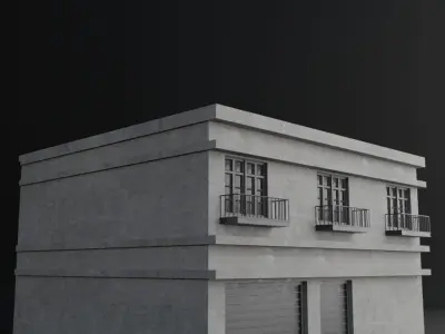 OLD RETRO CLASSICAL BUILDING 7 Low-poly 3D model