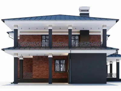 Modern two-storey house 3D model