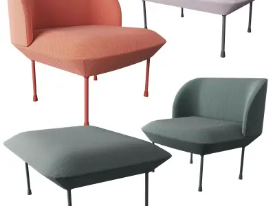 Oslo lounge chair and Pouf 3D model