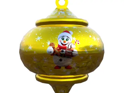 Playful Snowman Holiday Bauble 3D Model PBR Ready Low-poly 3D model