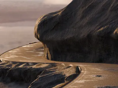 Realistic Cliffside Mountain Road Above Clouds 3D model