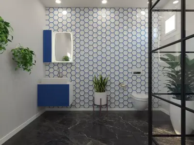 Bathroom modern with tiles 3D model