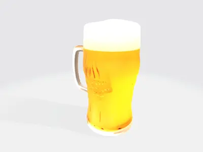 Glass of beer Low-poly 3D model