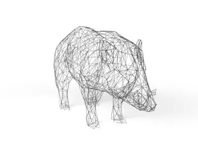 Wildboar Wireframe Low-poly 3D model