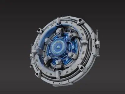 futuristic sci-fi circular vault door 3D print model