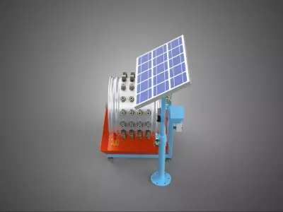 SOLAR PANEL IOT WHEEL ROTARY HYDROPONIC GARDEN PLANT FARM SYSTEM 3D model