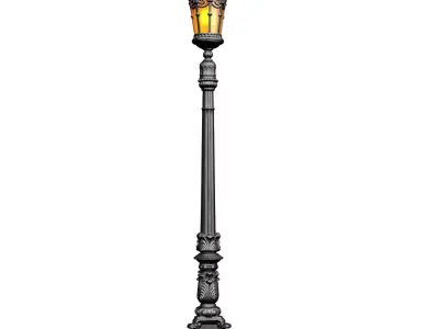 Outdoor classic street lamp light Lantern Lamppost streetlight 3D model