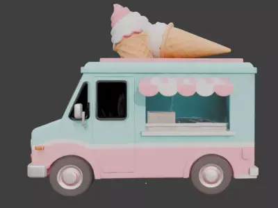 Sweet Summer Treats Truck 3D Model Low-poly 3D model