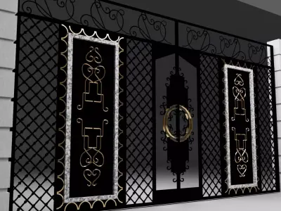 reja porton de hierro forjado 3D model