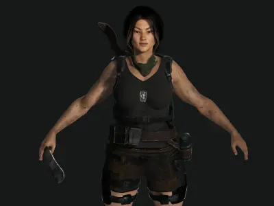 AAA 3D REALISTIC FEMALE CHARACTER -ASIAN SURVIVOR APOCALYPTIC 6 Low-poly 3D model