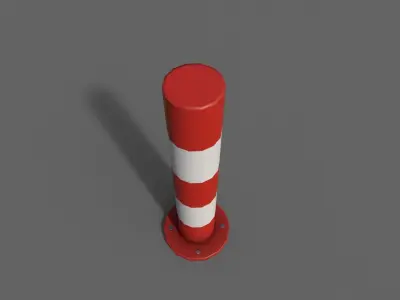 PBR Bollard RedWhite Low-poly 3D model